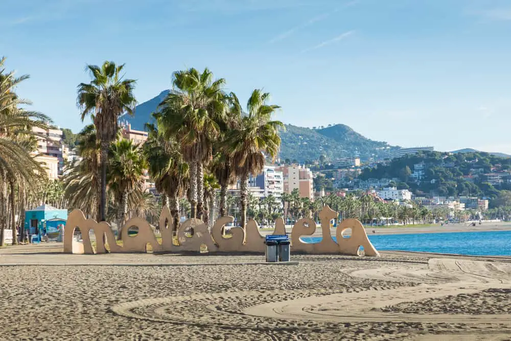 Malaga winter beach - Malagueta beach