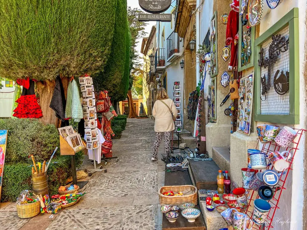 Is Ronda worth visiting for its shopping? A charming souvenir shop with ceramics outside the door
