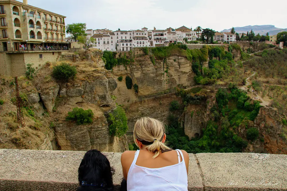 Me and my dog enjoying the views ffrom Mirador de Ronda towards the town and the mouth of the gorge.