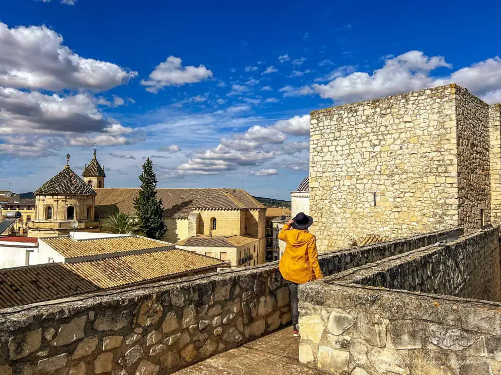 Me walking along the castle walls of Castillo del Moral Lucena Castle.