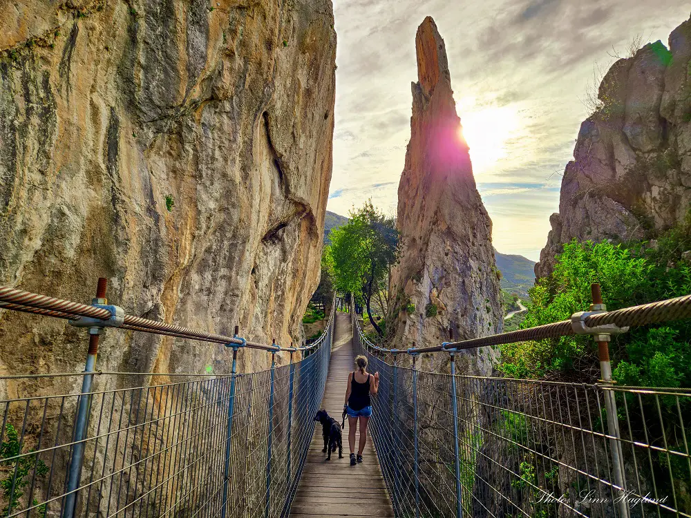 Me and my dog, Ayla, crossing Zuheros hanging bridge.