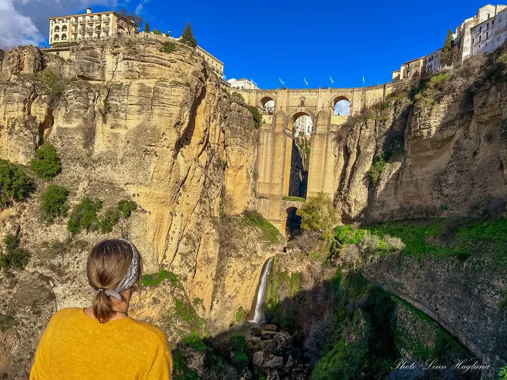 Me looking at the New Bridge in Ronda in winter.